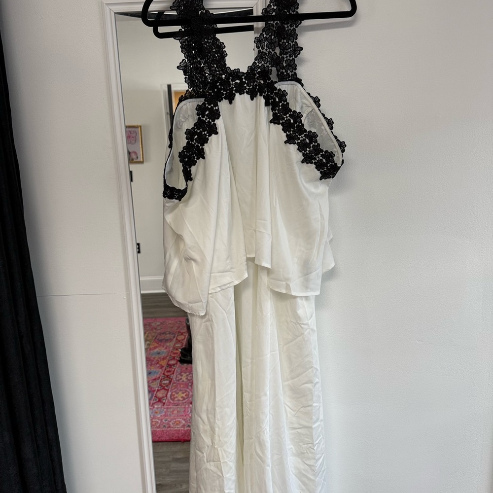 Elegant Black and White Evening Dress